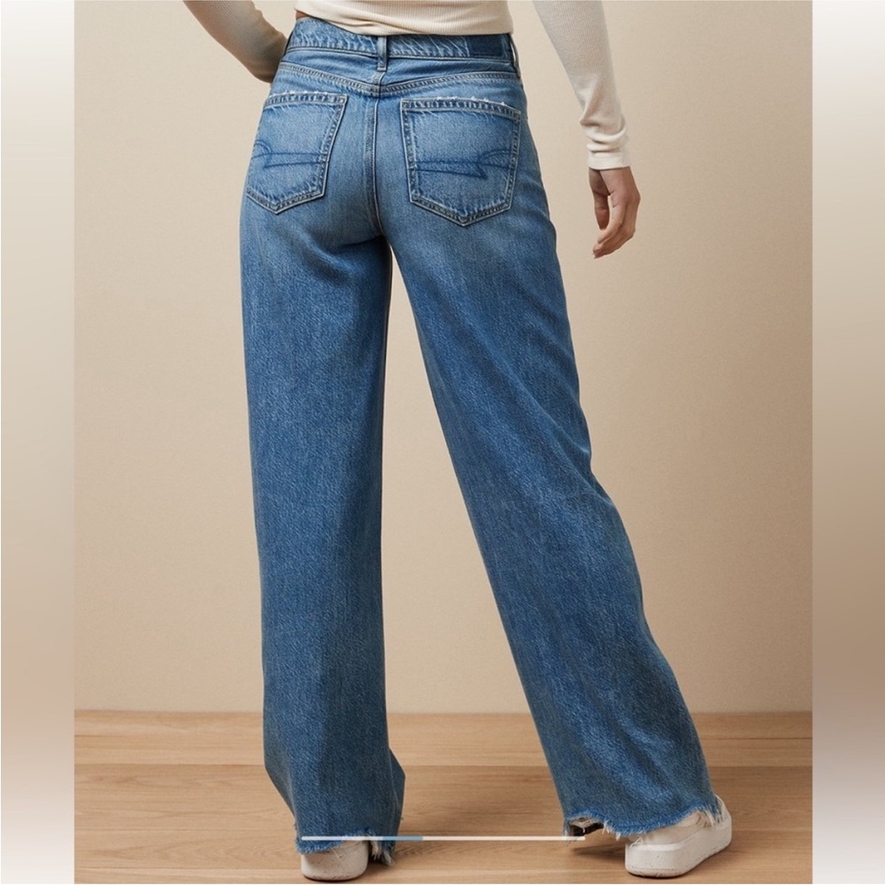 American Eagle Blue Flare Wide Leg Dreamy Drape Jeans - Picture 2 of 7